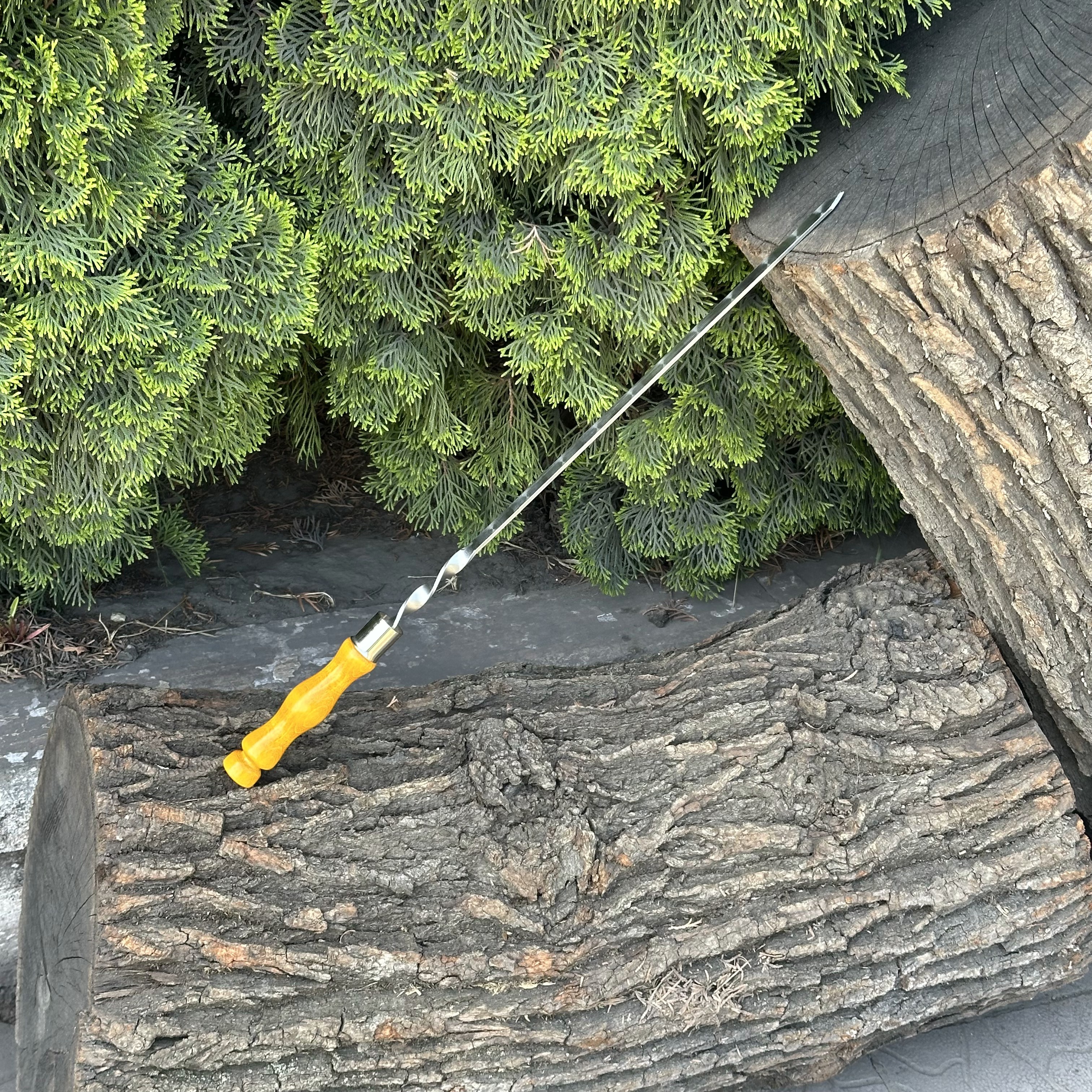 Шампур із дерев'яною ручкою 630х12х3мм світлий