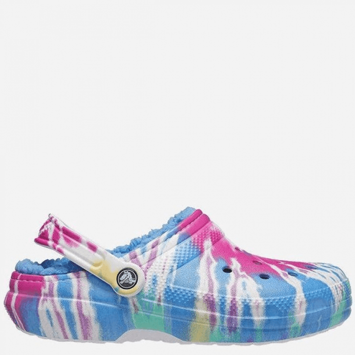 Crocs Classic Lined Tie Dye Сабо Крокси чоловічі / жіночі утеплені мультиколір / блакитні