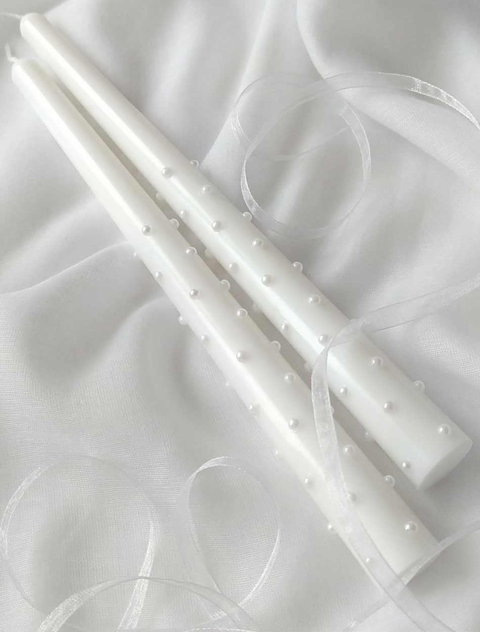 Вінчальні свічки з перлинами