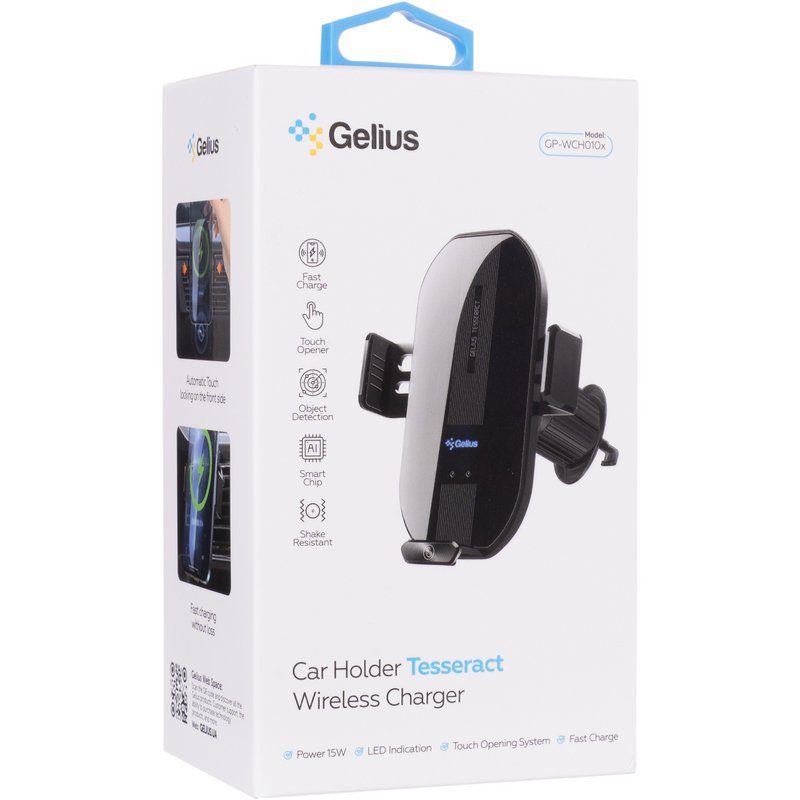 Холдер з бездротовою зарядкою Gelius Tesseract GP-WCH010X Black