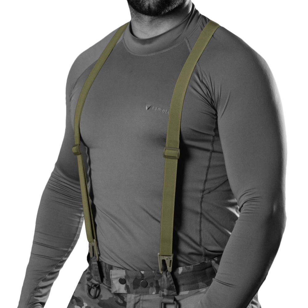 Універсальні еластичні регульовані підтяжки з карабінами, від українського бренду "CAMOTEC".