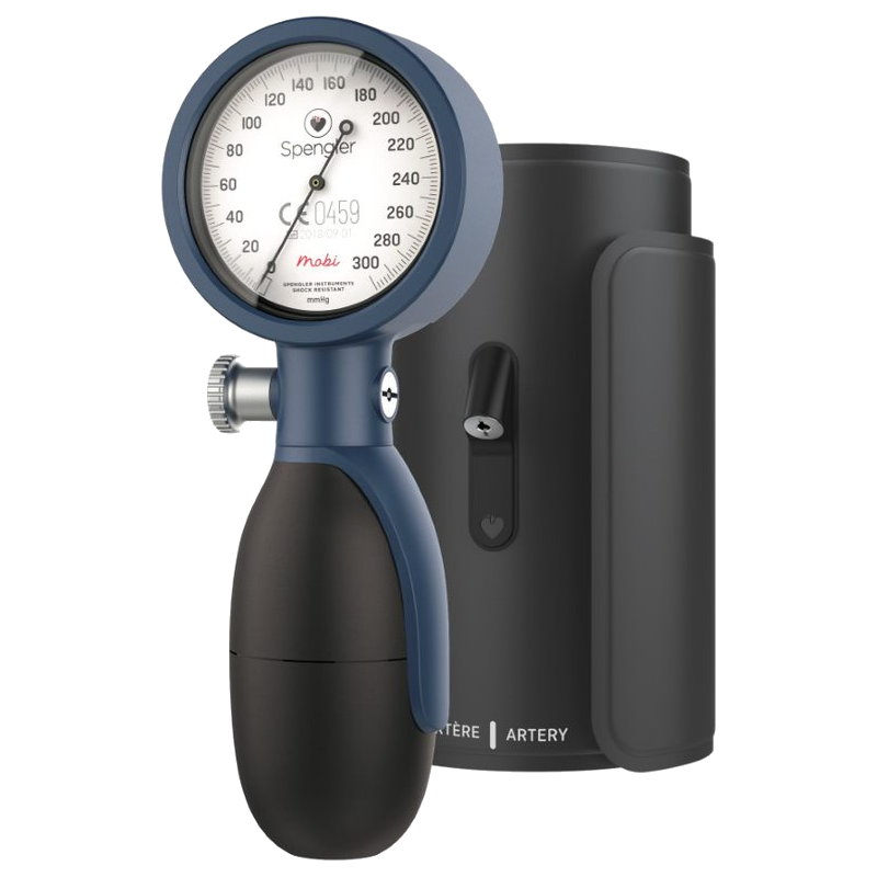 Mechanical aneroid blood pressure monitor with bulb