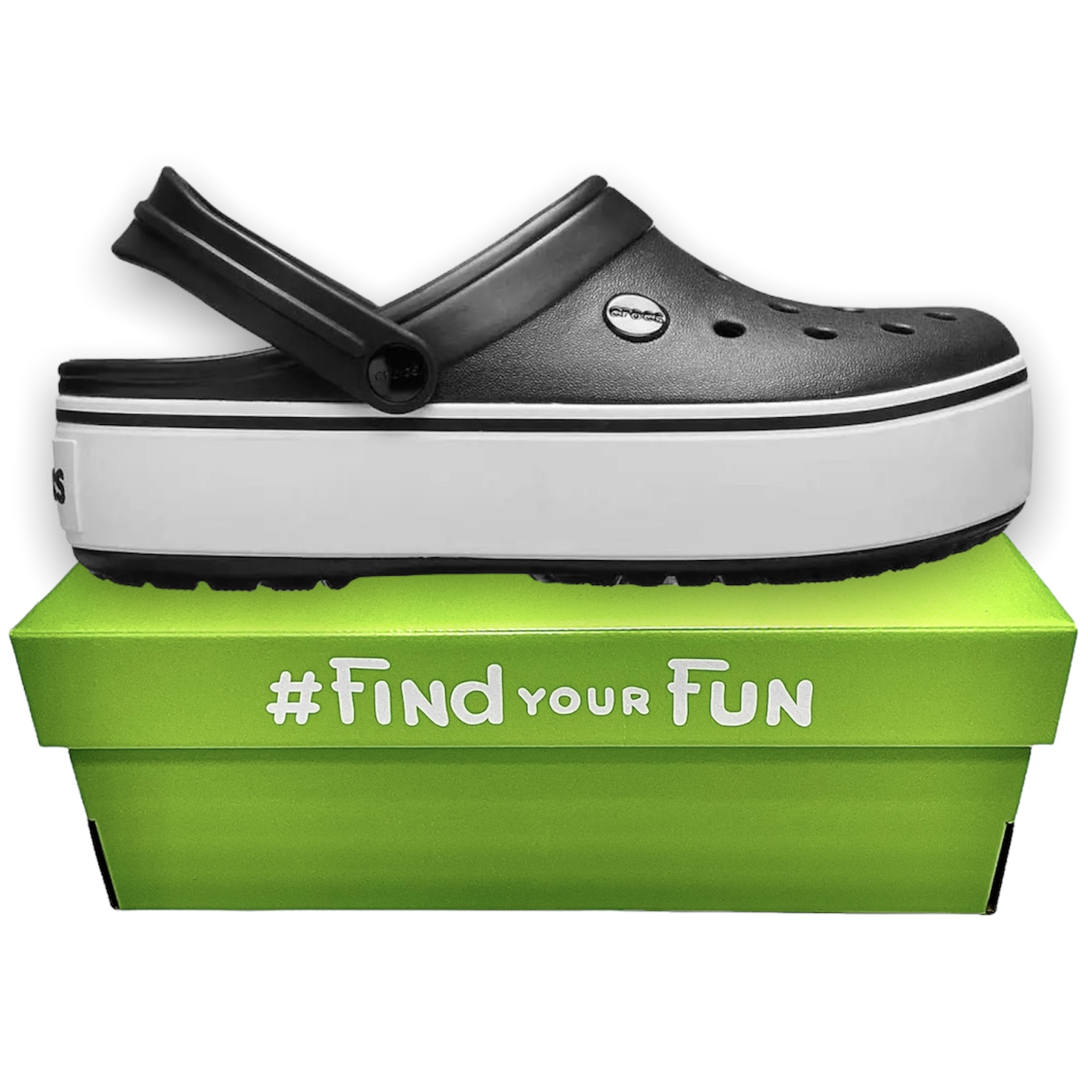 Crocs Crocband Platform Clog Black/White Сабо Крокси жіночі чорні