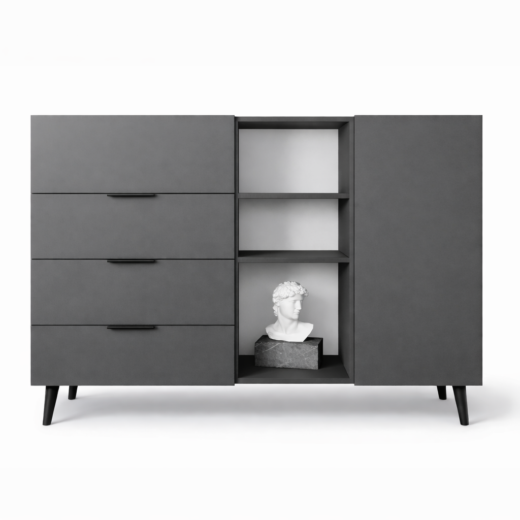 Комод з центральною нішею з полицями на ніжках