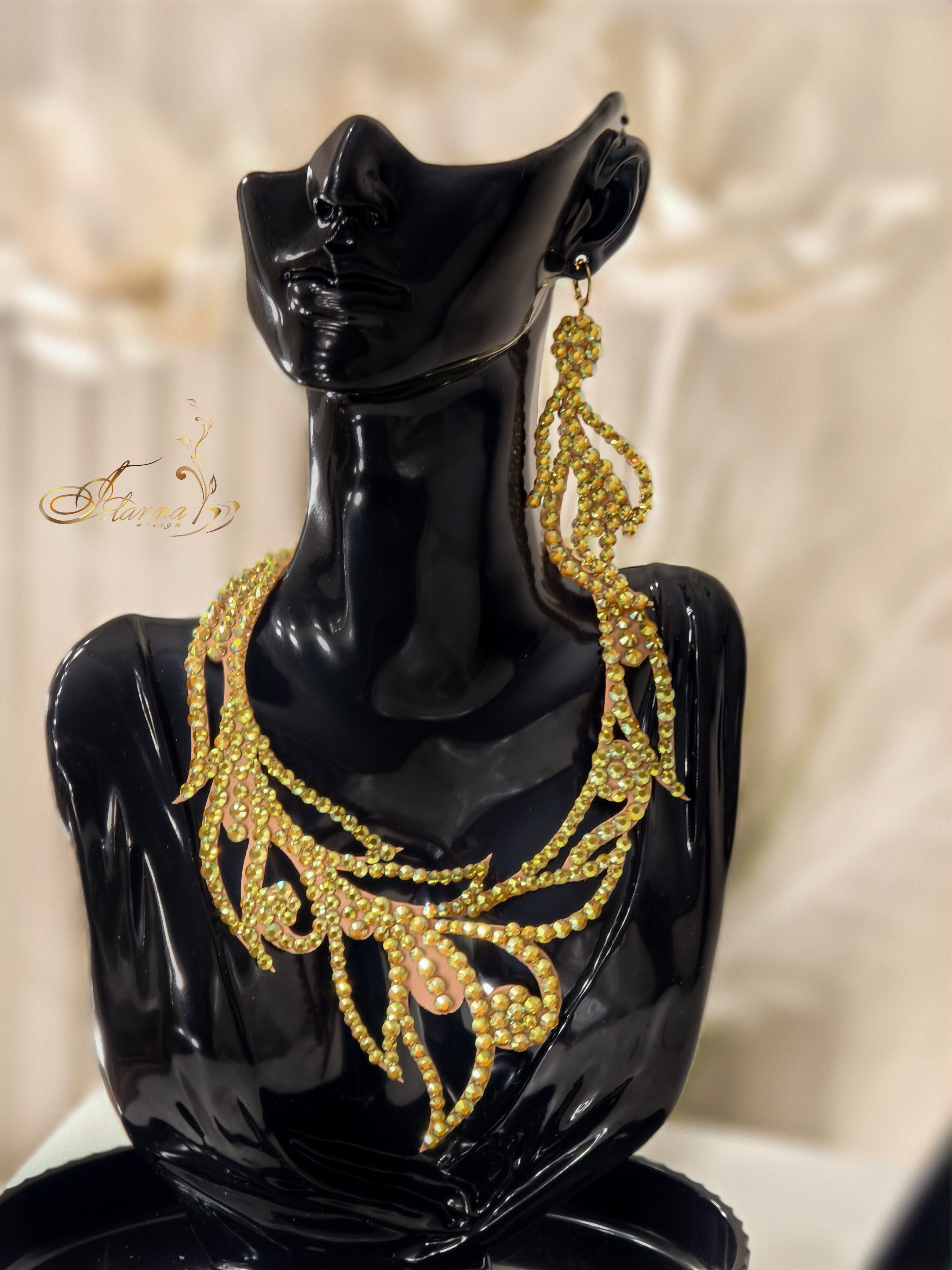 Ballrom gold dance jewelry set
