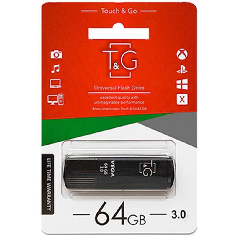 USB флеш накопичувач T&G Vega 121 64Gb Black