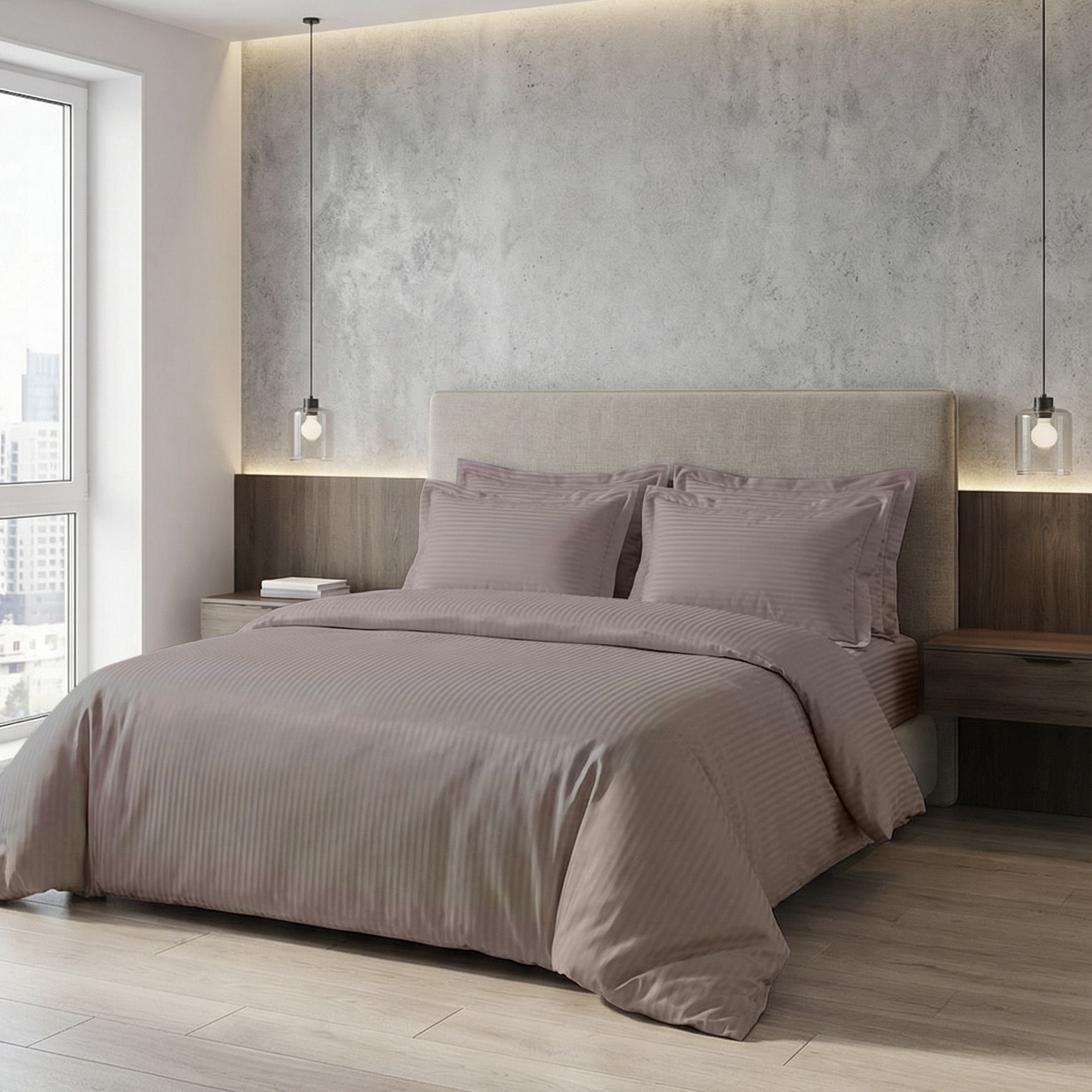 Постільна білизна з страйп - сатину, колір Cocoa