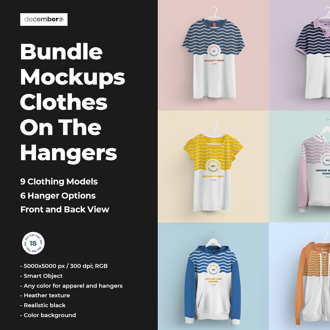 Bundle Mockup of Clothes On Hangers