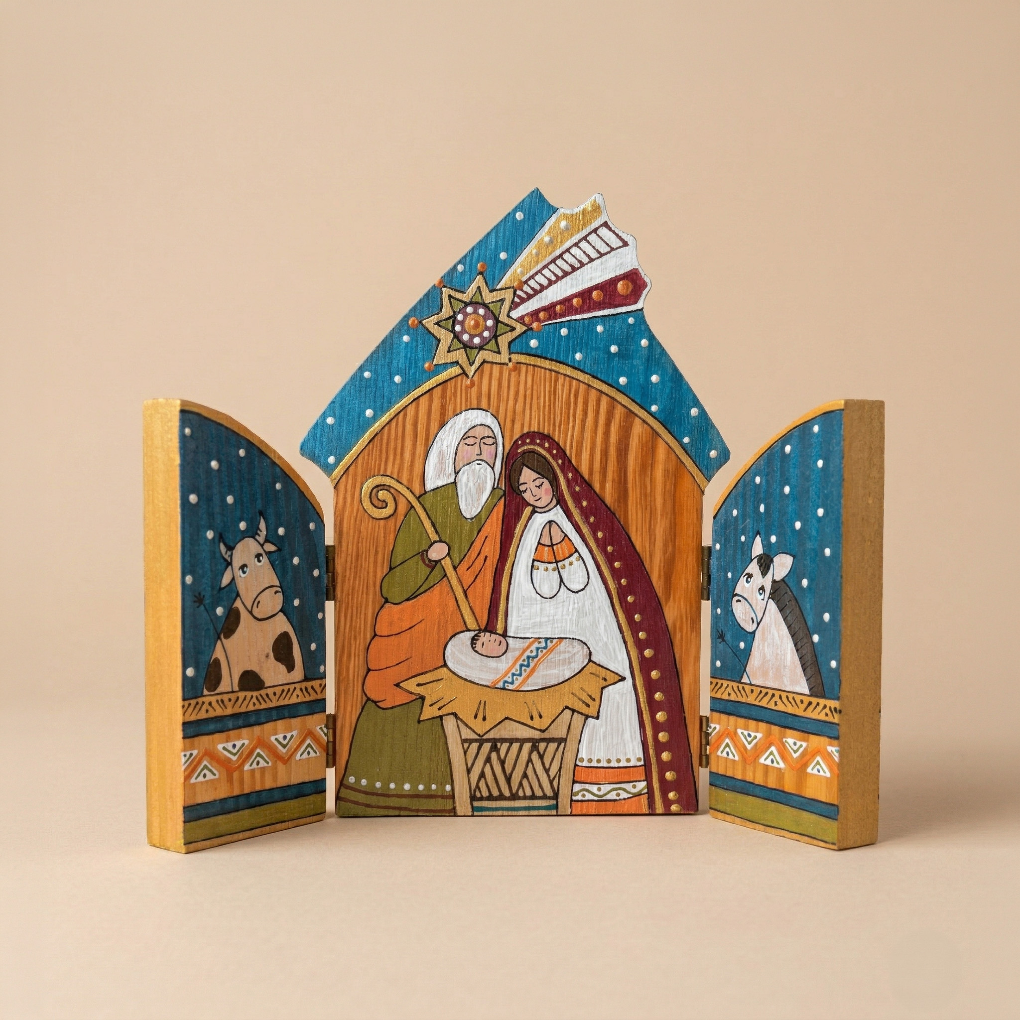 Handpainted Nativity Triptych