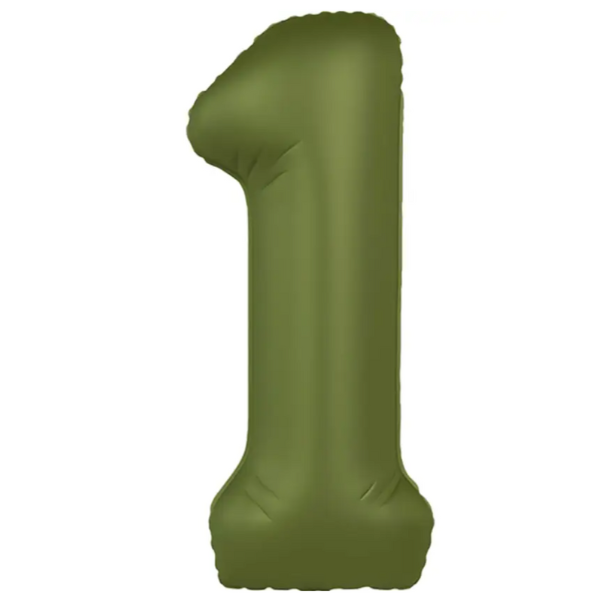 Фольговані кульки цифри 0-9 олива slim сатин