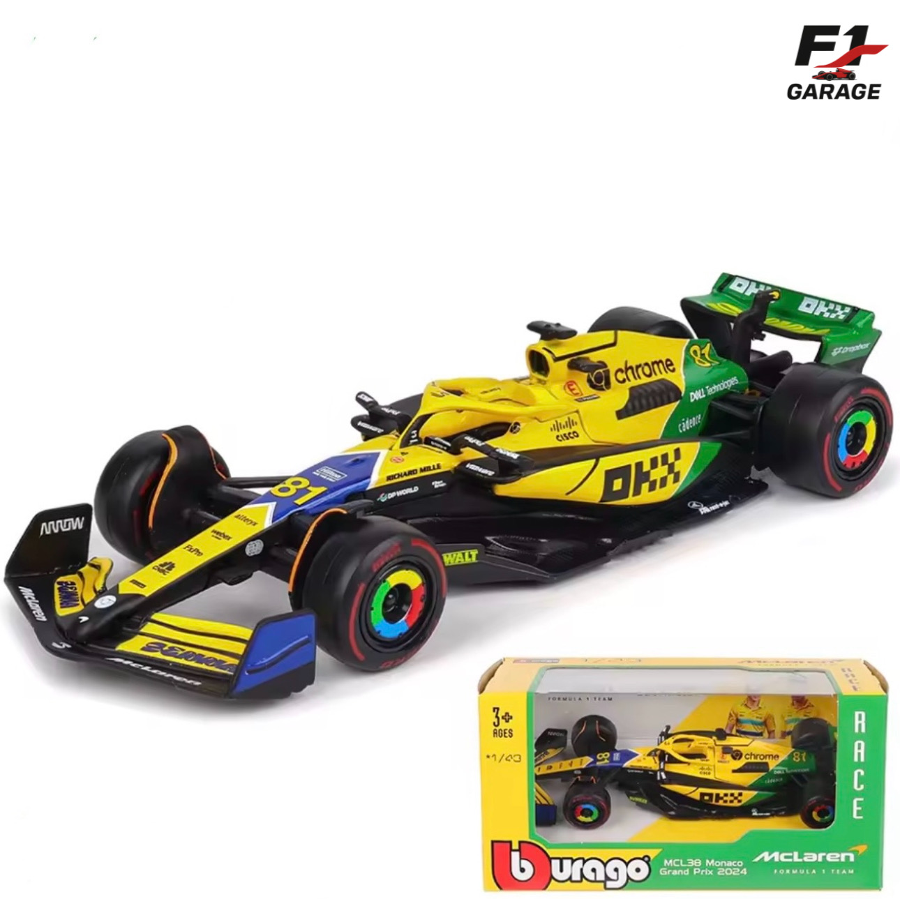Burago McLaren MCL38 oscar piastri, 1:43, Monaco GP 2024