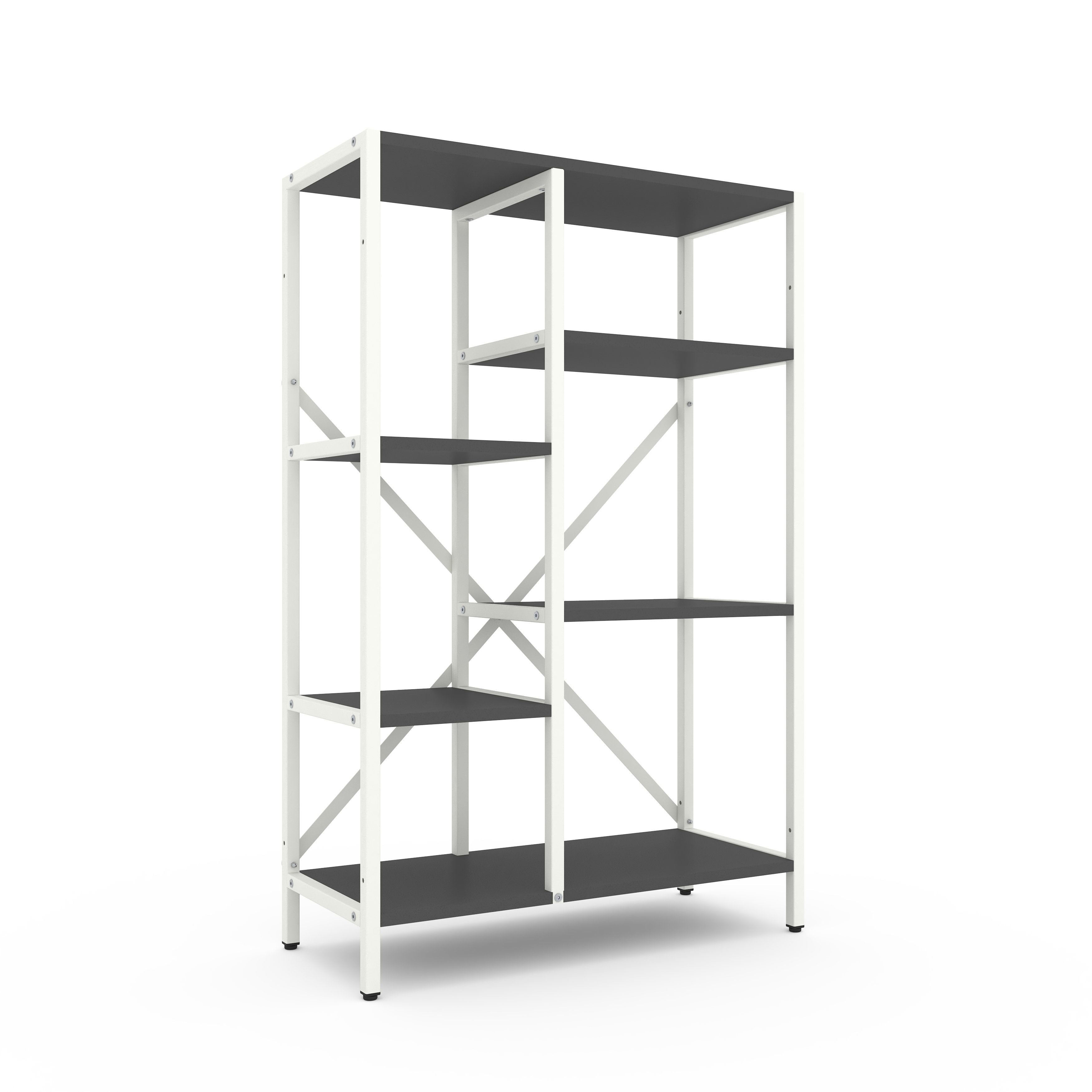 Стелаж металевий 5 полиць, стелаж з полицями 700/300/1090 мм., стелаж Лофт білий-Антрацит