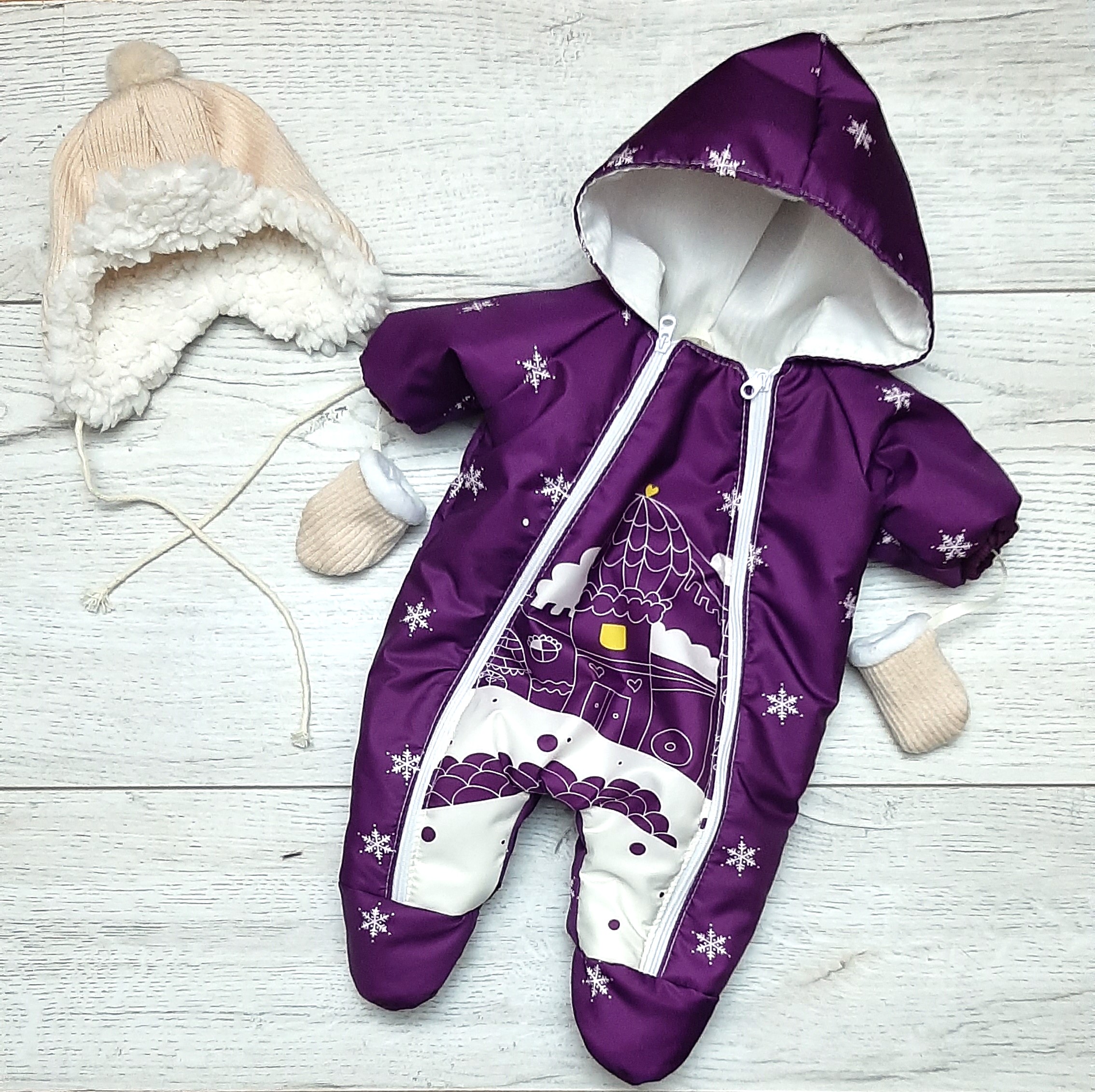 Одяг для ляльки Baby Born 43см: Зимовий ❆ комбінезон, шапка, рукавички