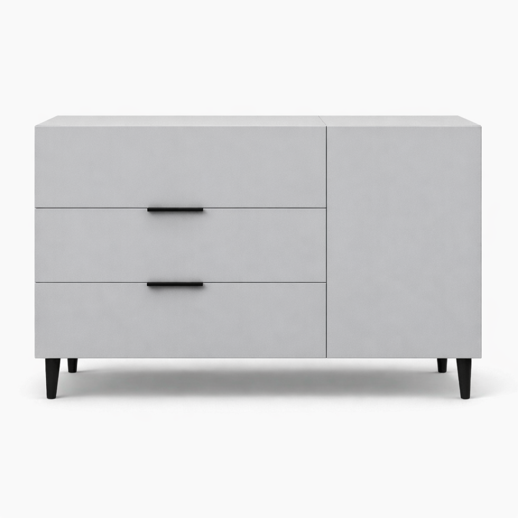 Комод на ніжках з трьома шухлядами та дверцятами