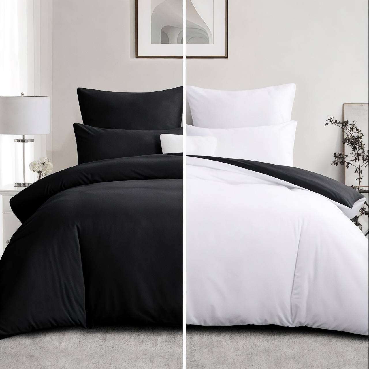 Постільна білизна з сатину, колір White & Black