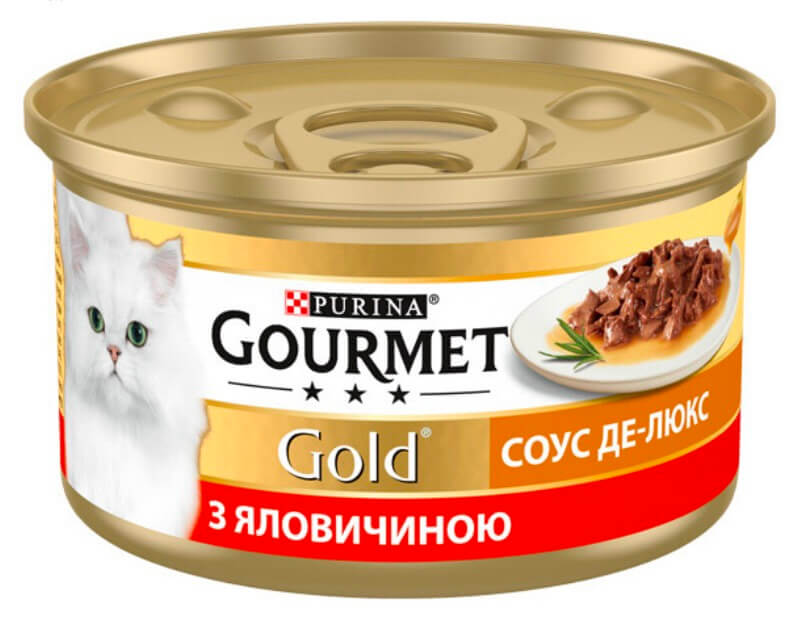 ГурмеГолд Соус Де-Люкс. Шматочки у соусі. З яловичиною. Конс/кот 85г