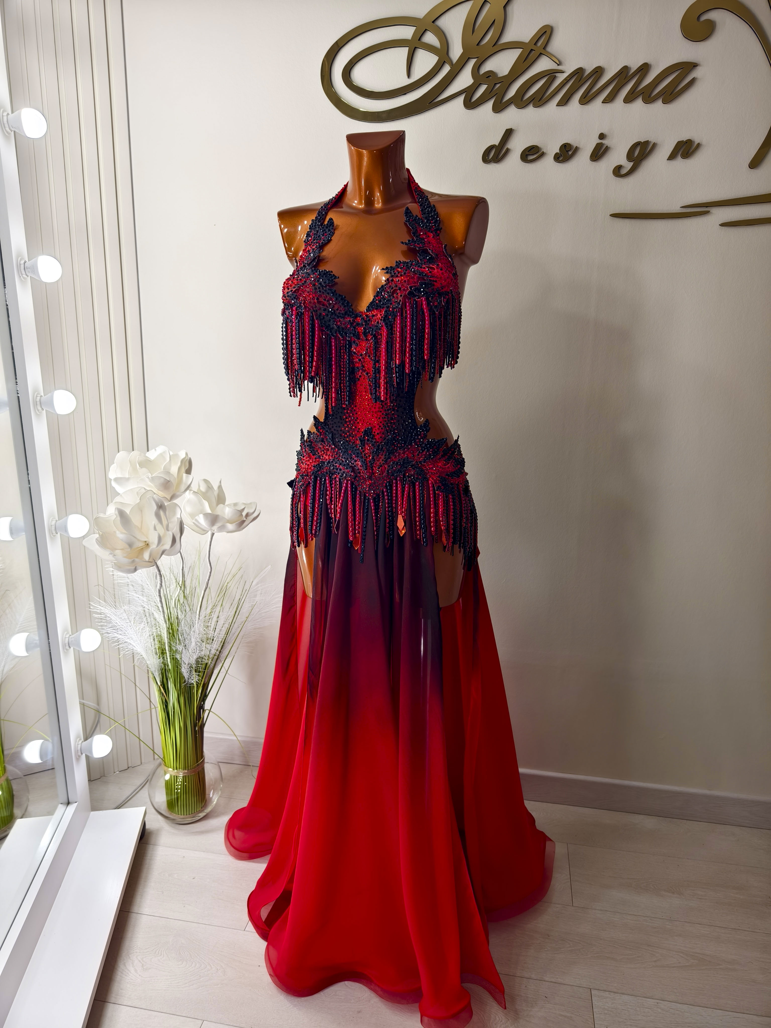 Luxury Red & Black Belly Dance Costume Ballroom dance costume Custom belly dance costume Professional belly dance costume