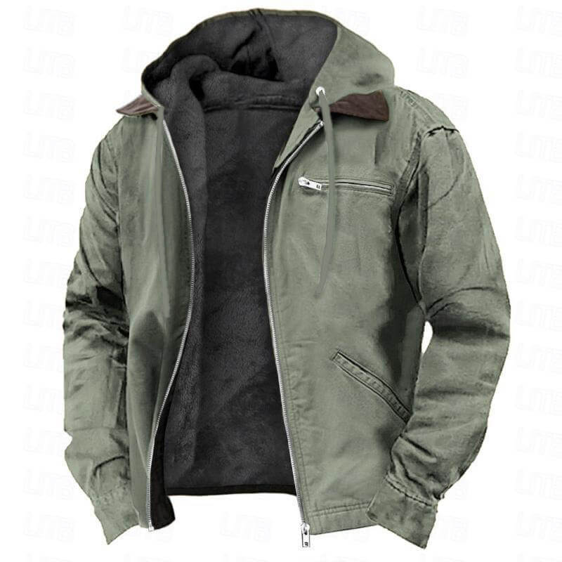 Men’s Hooded Fleece Jacket With Pockets | Warm Winter Coat For Men