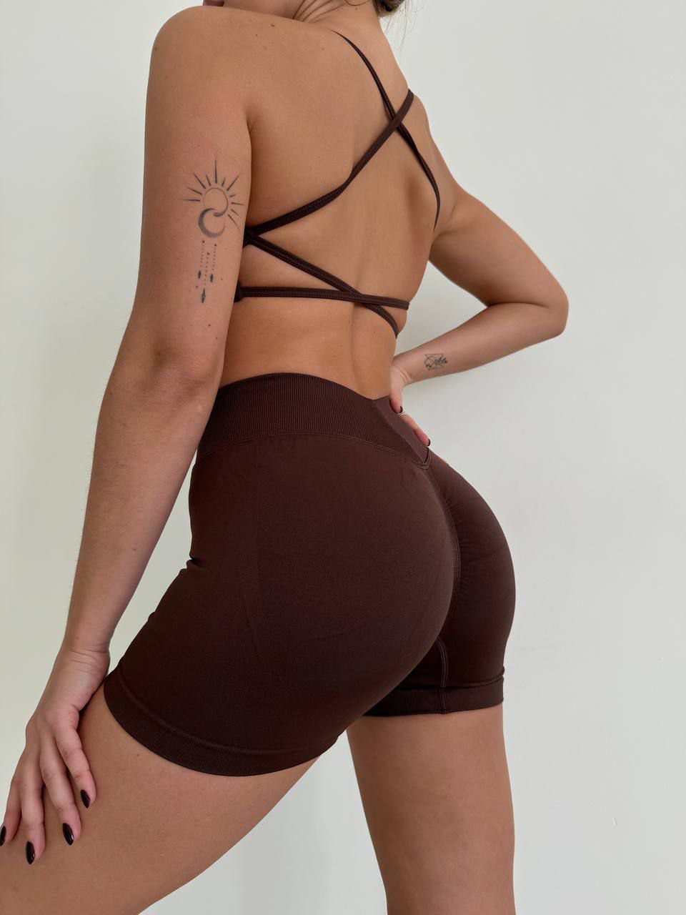 Велосипедки укорочені з Push up ефектом в кольорі шоколад