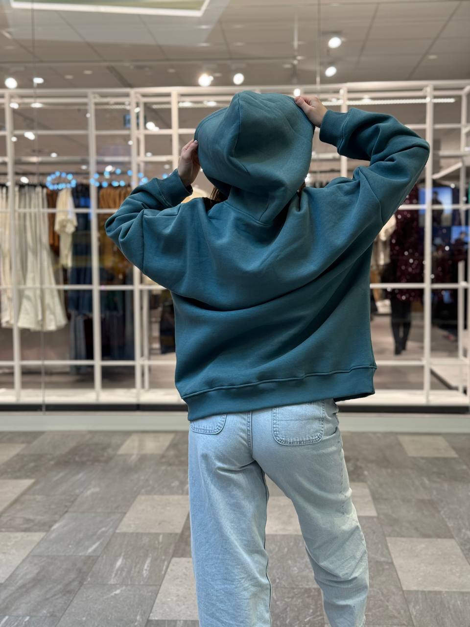 ХУДІ УТЕПЛЕНЕ ОВЕРСАЙЗ М'ЯТНОГО КОЛЬОРУ