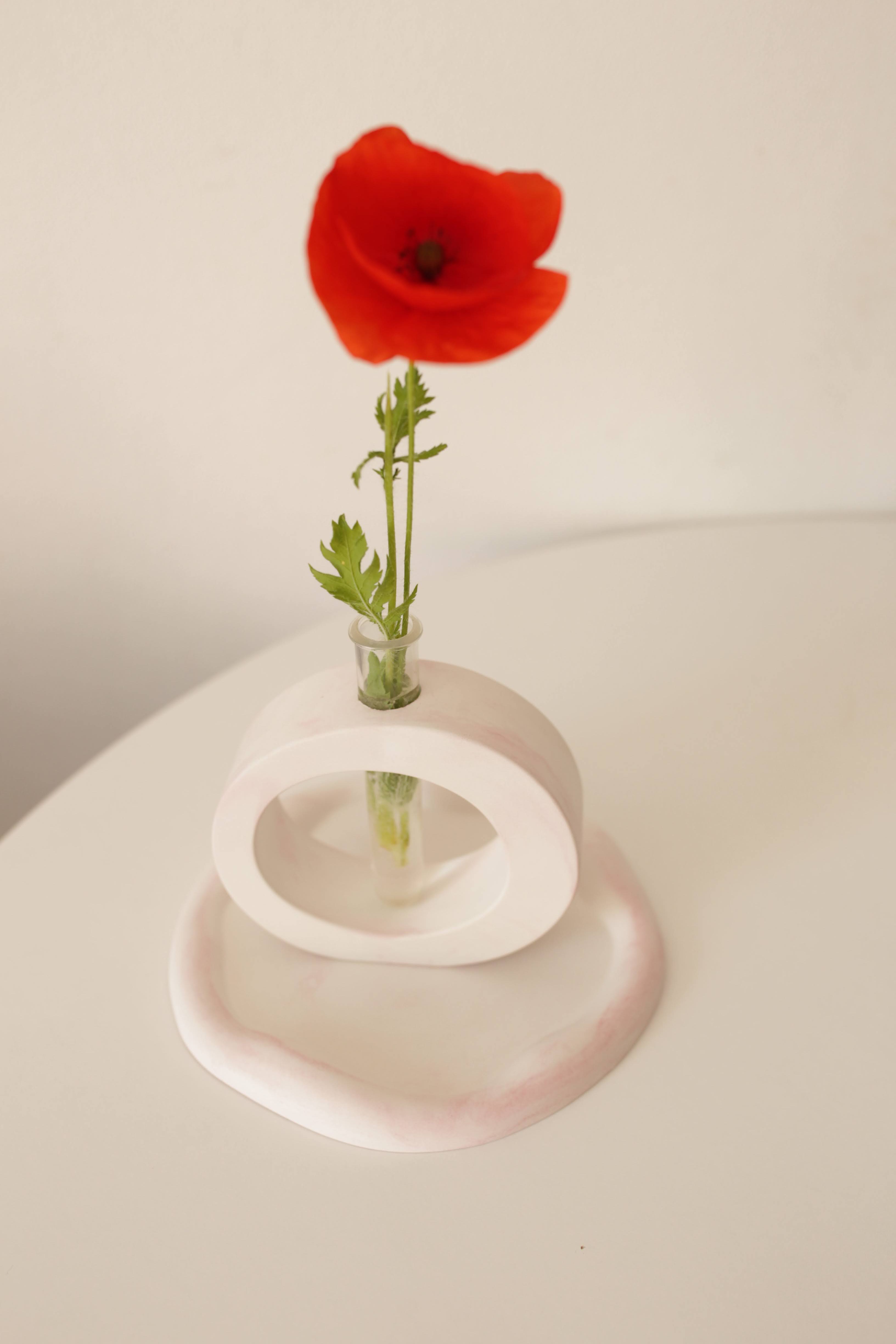 НАБІР: ваза + підставка рожево-білого кольору