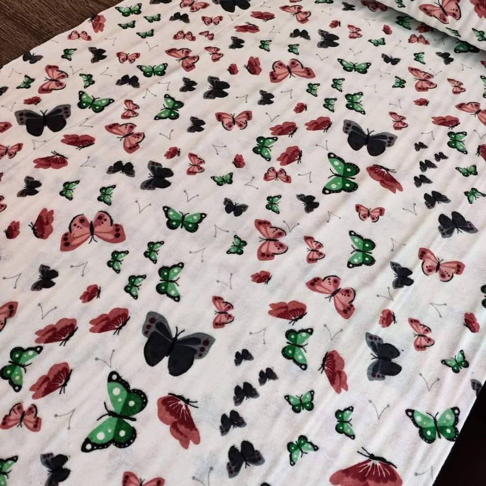 Тканина фланель-Метелик на білому