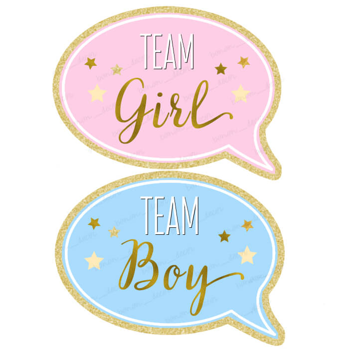 Таблички "Team boy", "Team girl" золото 2шт