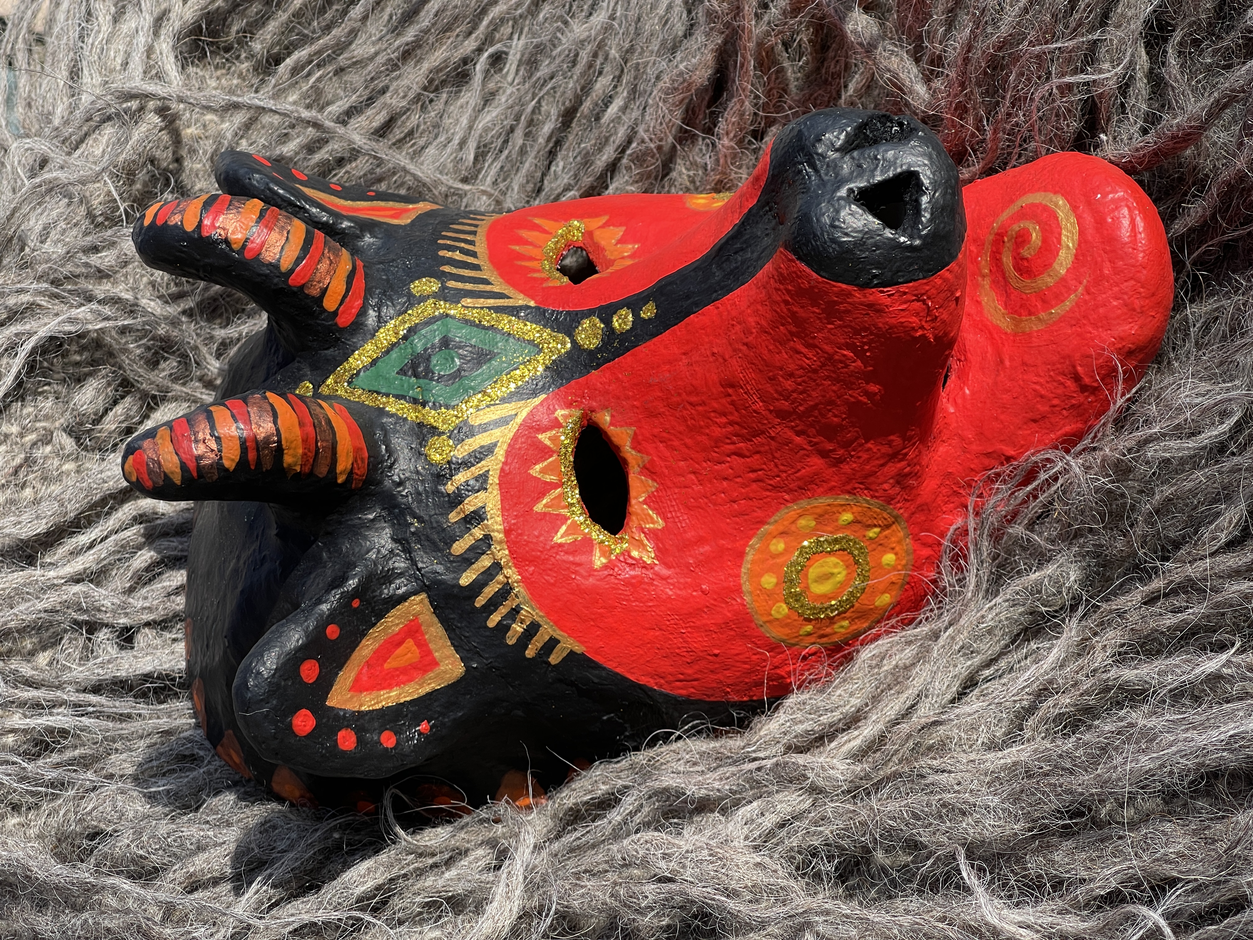 Маска Чорта Мальована Пап'є́-маше  /  Painted devil mask made of papier-mâché