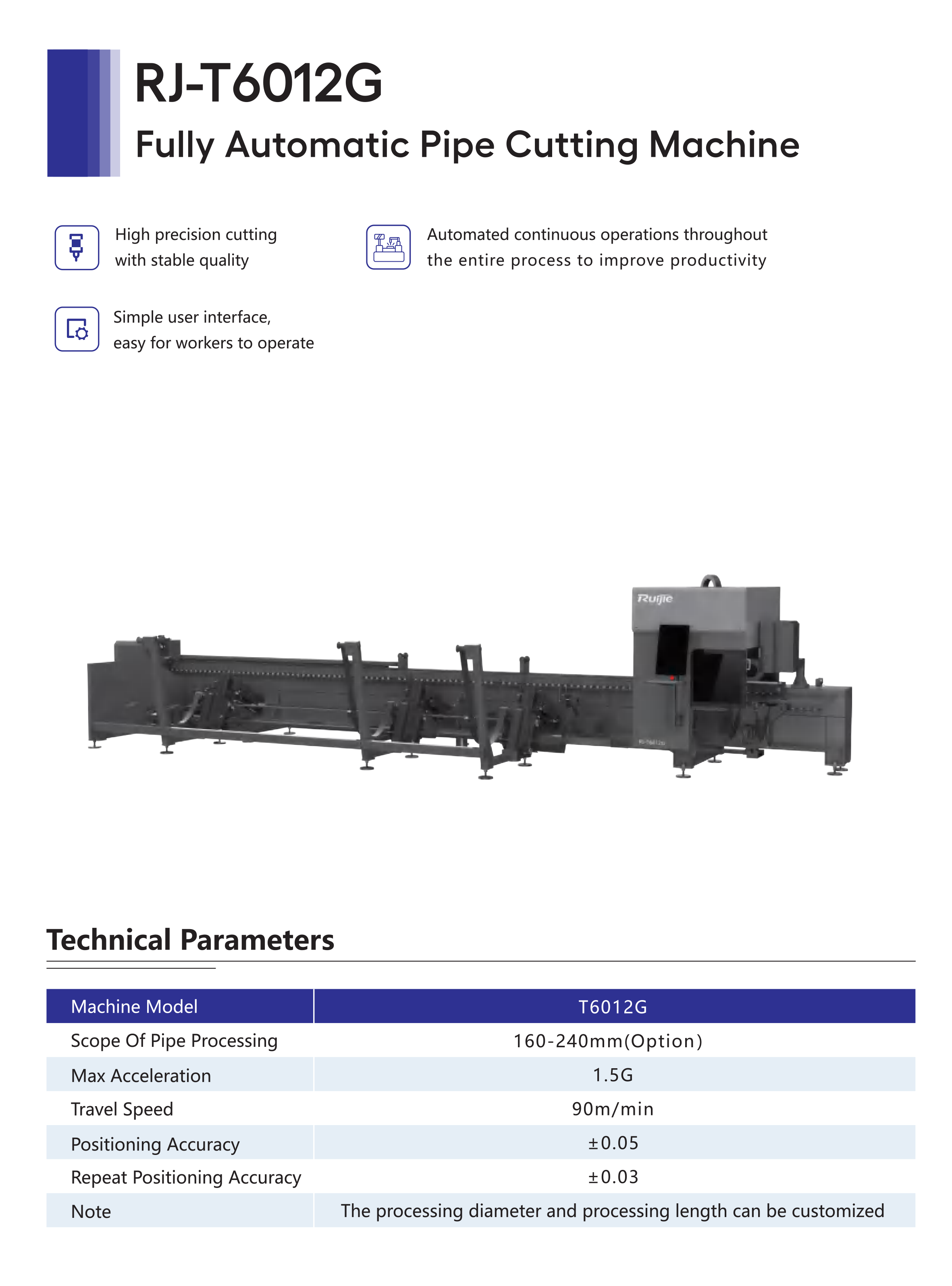 Fully Automatic Pipe Cutting Machine RJ-T6012G