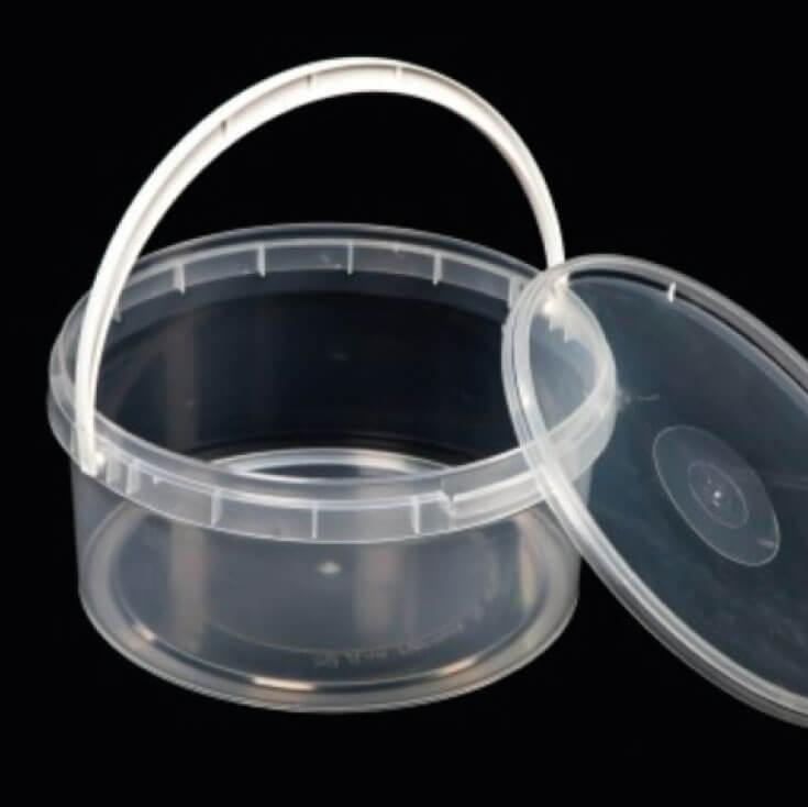 Відро 3 л кругле низьке прозоре з ручкою, упаковка 10 шт, 006600017