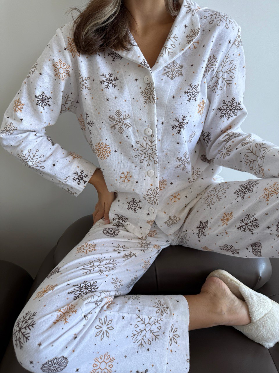 Домашня жіноча піжама COSY Сніжинки (сорочка+штани)
