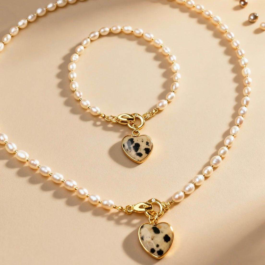 White River Pearl Heart Pendant set