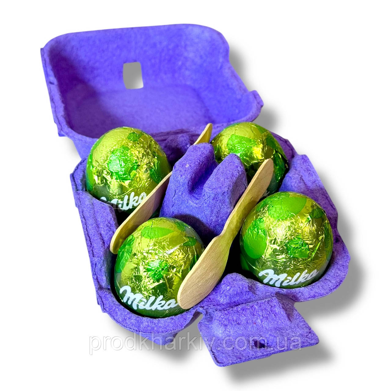 Шоколадні яйця Milka Loffel-Ei з горіховим кремом (Haselnüsse), 4 шт. по 34 г (136 г)