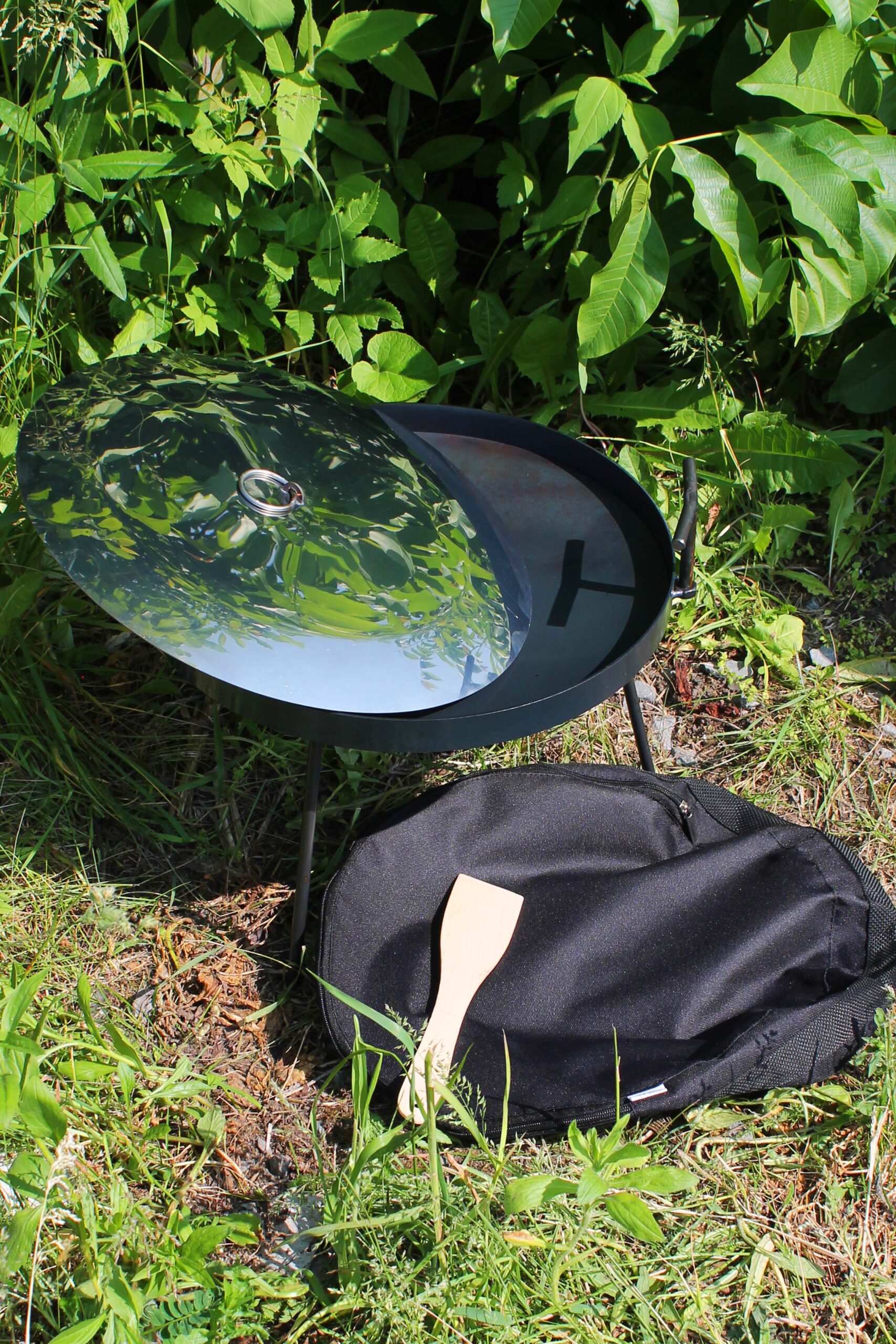 Сковорода з диску 40 см з кришкою з нержавійки та чохлом