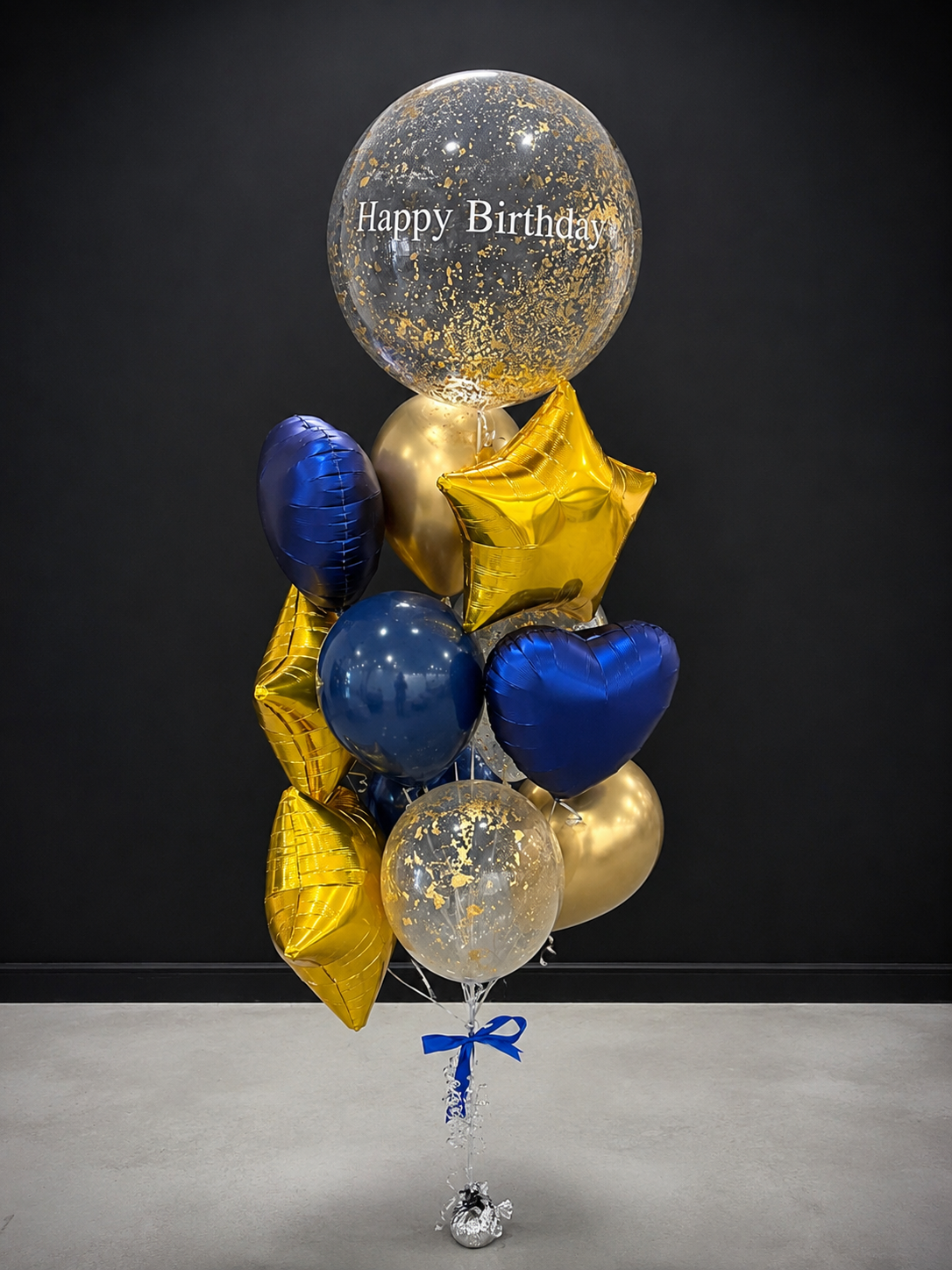 Blue & Gold Birthday Balloon Bouquet