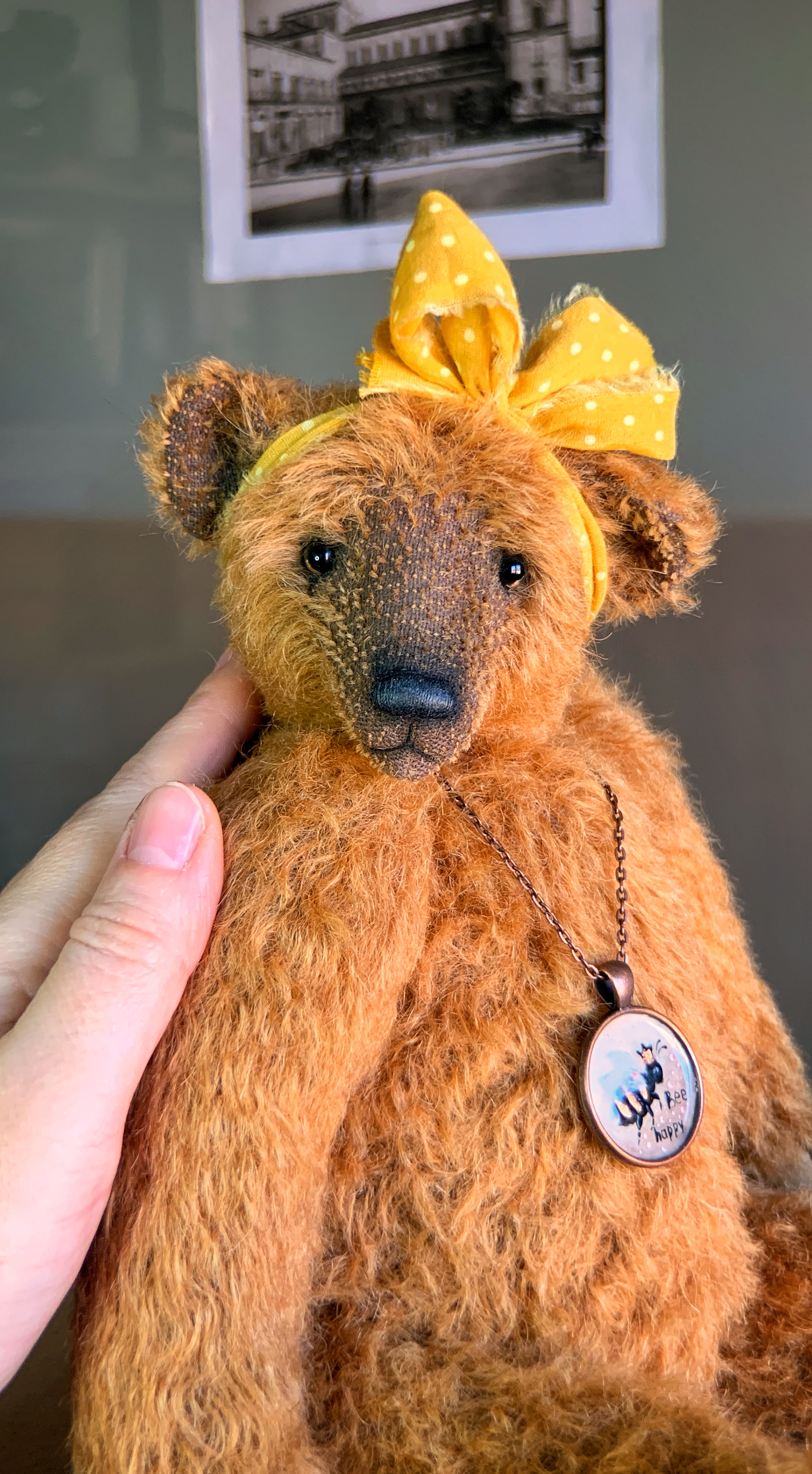 Колекційний тедді ведмедик ручної роботи «Пані Бджілка»