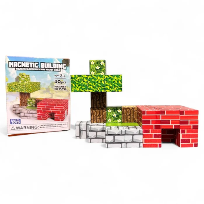 Магнітний конструктор Magnetic Building 40 дет. | Дитячій магнітний конструктор в стилі Minecraft