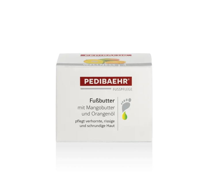 Бальзам для догляду за ліктями, колінами та дуже сухими ділянками шкіри PediBaehr Fussbutter Mit Mango Und Orangenol, 75 мл