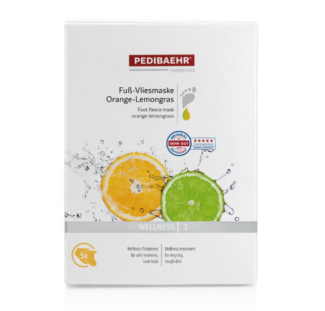 Маска для стоп з олією апельсину та лайму PediBaehr Fub Vliesmaske, упаковка із 5 шт