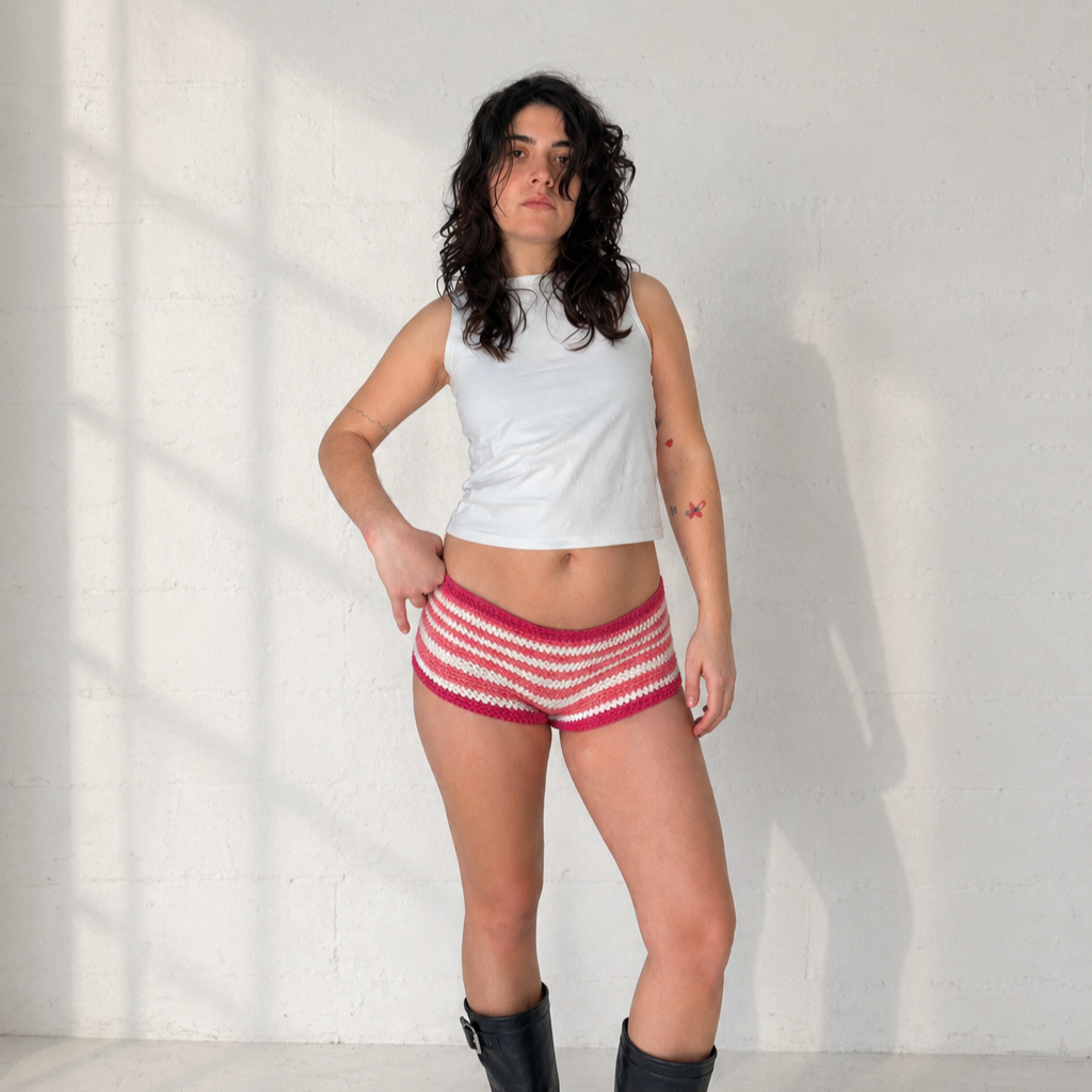 Summer Striped Crochet Shorts