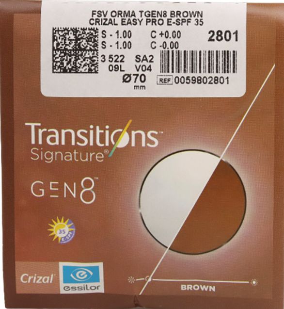 Лінзи для окулярів ESSILOR 1.5 Orma Transition Gen8 BROWN Crizal EASY PRO