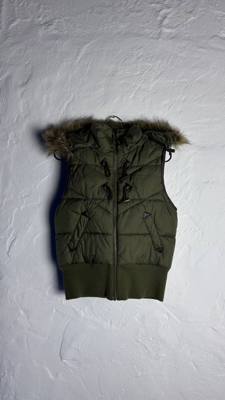 Vintage Y2K military fur vest