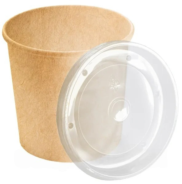 Супниця крафт 320 мл з кришкою ПП, 500 шт