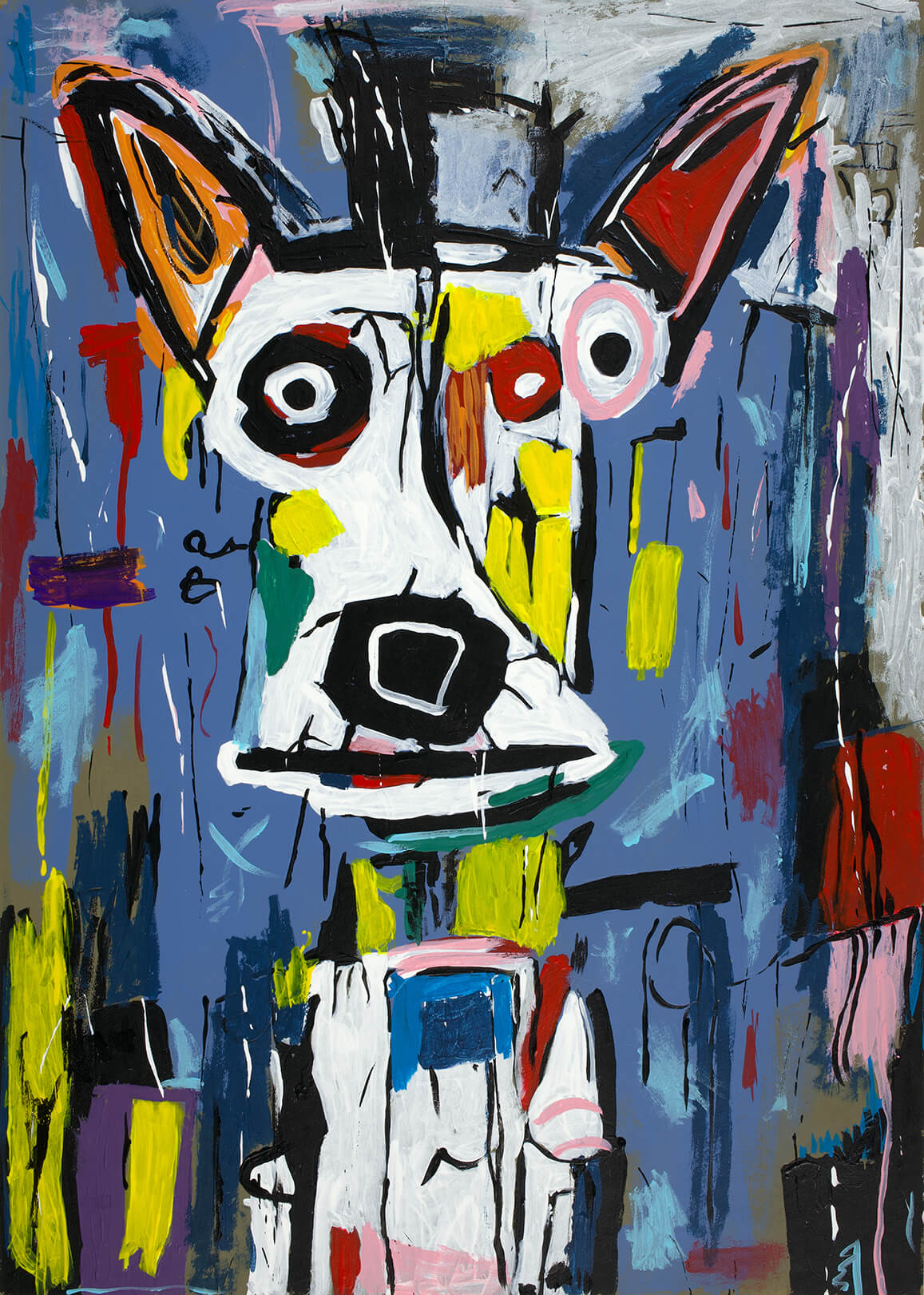 Self-Portrait of Basquiat's Dog I, 42x30 cm original acrylic painting on paper