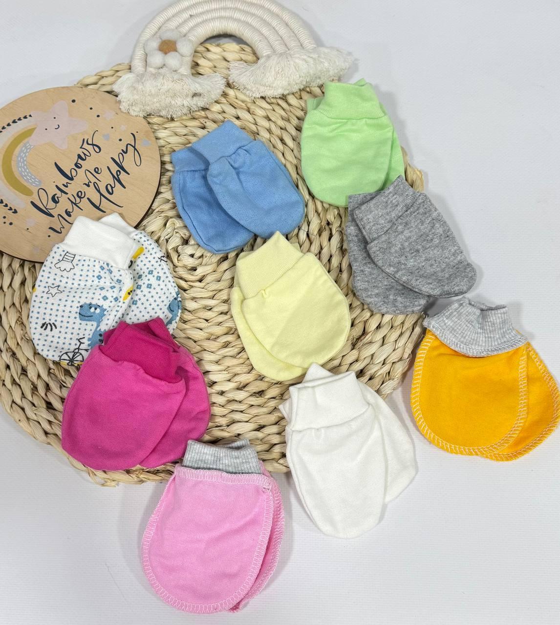 Теплі рукавички-драпінки для новонароджених із футера з начесом