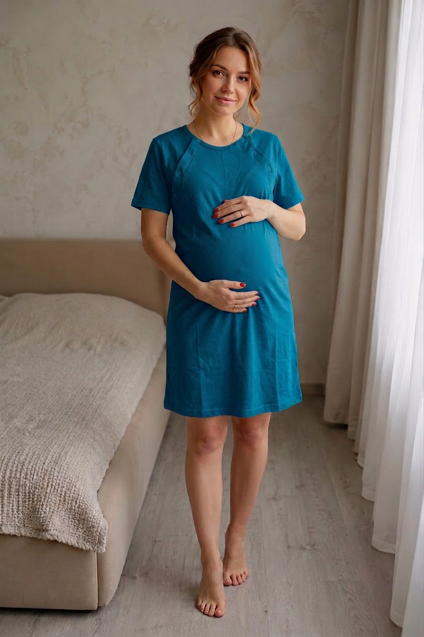 Нічна сорочка на кнопках для вагітних і годуючих мам 44 (S), 46 (M), 48 (L) — сорочка для годування