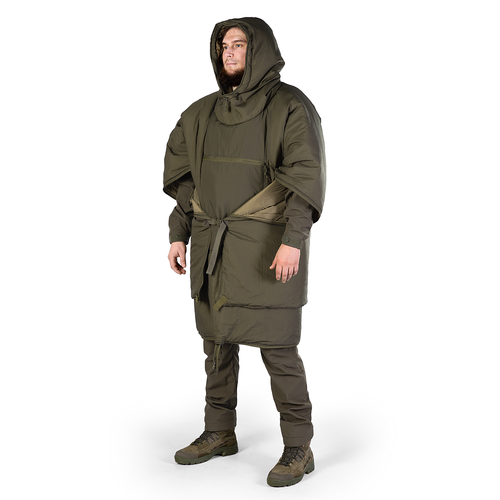 Універсальне утеплене пончо-трансформер "Кірея Олива" від українського бренду "CAMO-TEC".