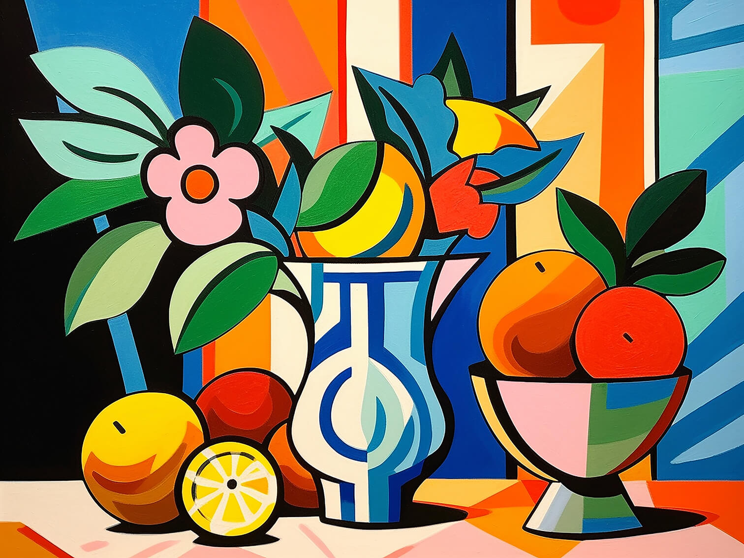 Vibrant still life 2, 60x80 cm, original acrylic painting on canvas