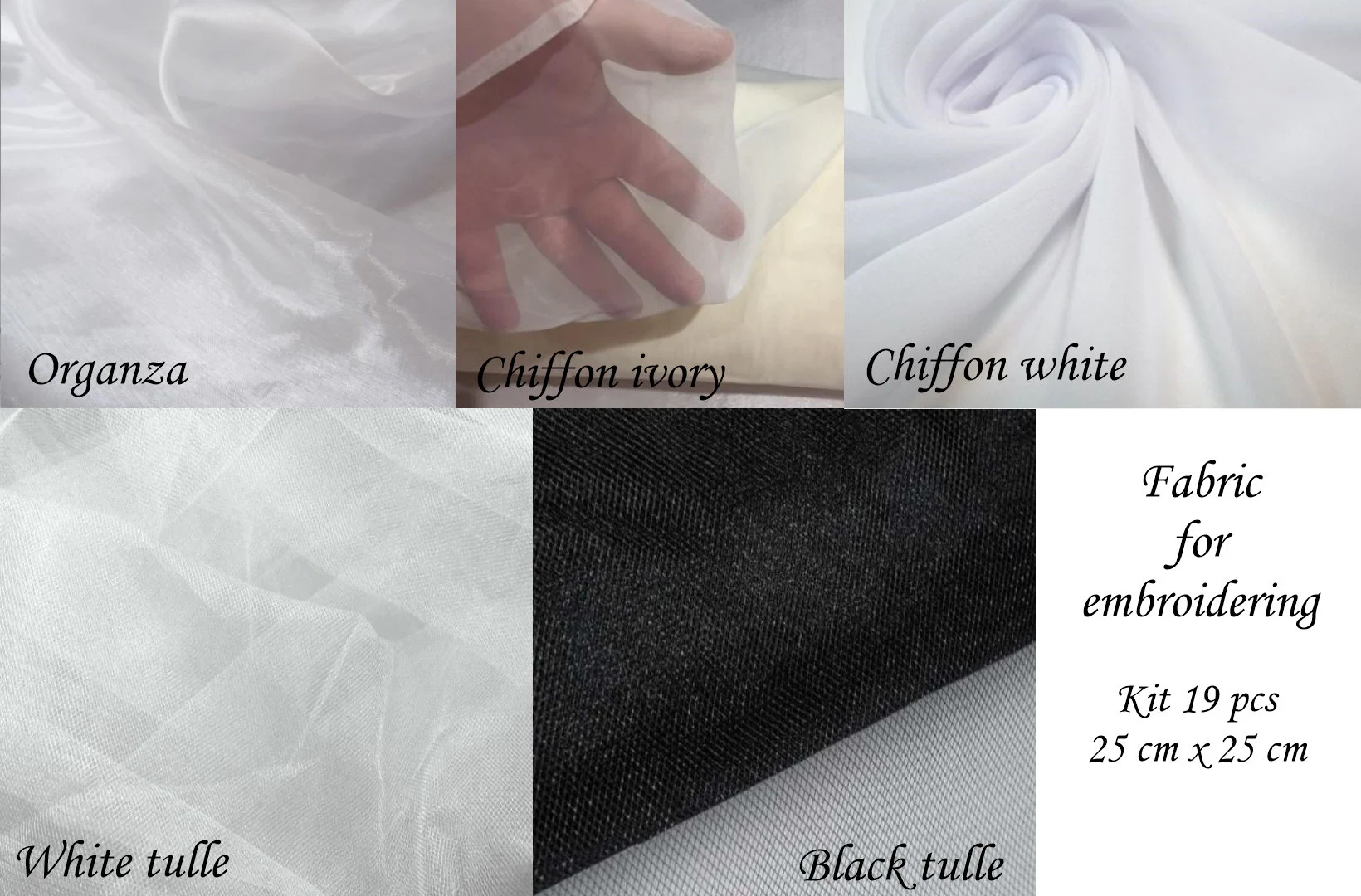 Kit of fabric for embroidering 19 psc