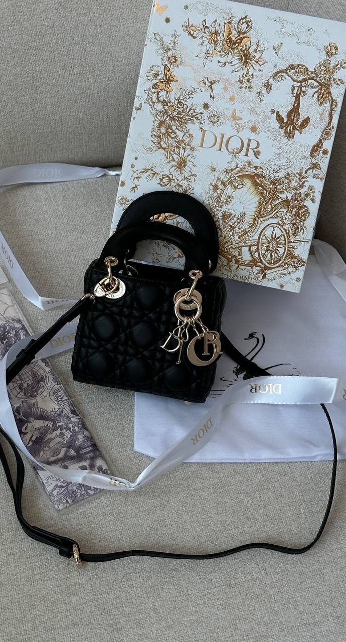 Christian Dior MICRO Lady Dior Bag Black